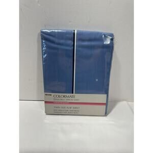 Sears Colormate Perma Prest Percale Twin Size Flat Sheet Flat Royal Blue Vintage